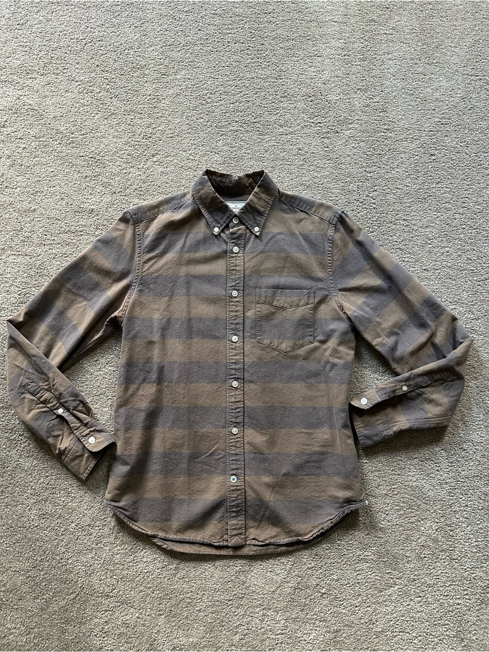 Gap Modern Oxford shirt in tan and grey stripe